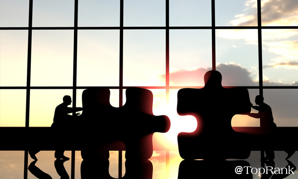 Mirrored floor reflections of giant puzzle piece image.